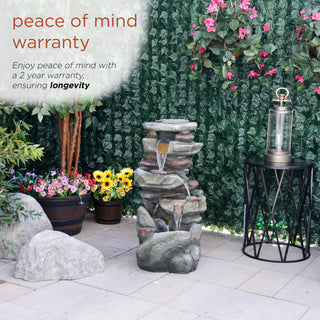 Multi-Level Rock Fountain with LED Lights