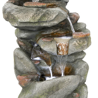 Multi-Level Rock Fountain with LED Lights