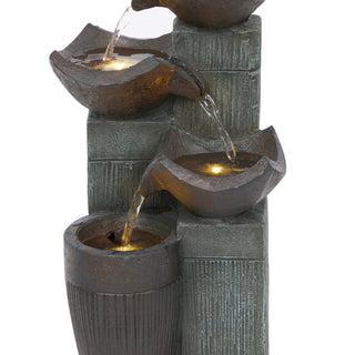 4-Tier Squared Bowls Fountain with LED Lights
