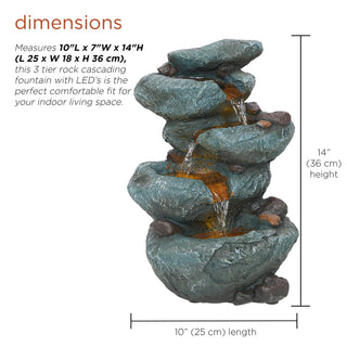3-Tier Rock Fountain with LED Lights