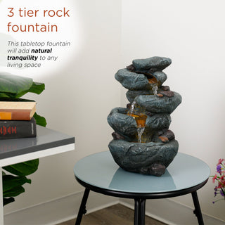 3-Tier Rock Fountain with LED Lights