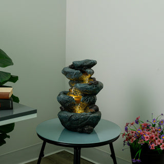 3-Tier Rock Fountain with LED Lights