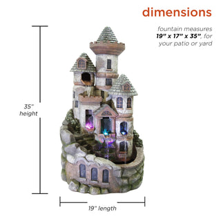 Tower Castle Fountain with Color Changing LED Lights