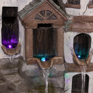 Tower Castle Fountain with Color Changing LED Lights