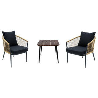 Wooden Table w/2 Wicker Chairs Set