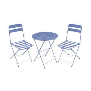 Blue Metal Folding Table with 2 Folding Chairs