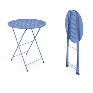Blue Metal Folding Table with 2 Folding Chairs