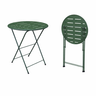 Green Metal Folding Table with 2 Folding Chairs