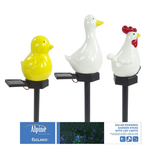 Solar Rooster, Duck, and Chick Stake