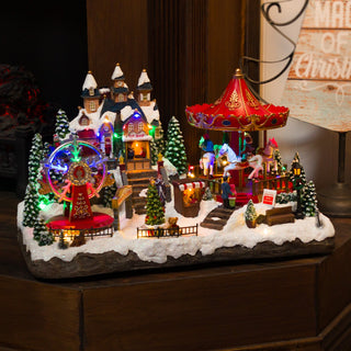 Animated Musical Christmas Theme Park with LED Light w 30LM