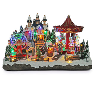 Animated Musical Christmas Theme Park with LED Light w 30LM