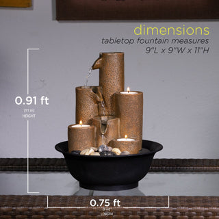 Tiered Column Tabletop Fountain with Tealight Candle Holders