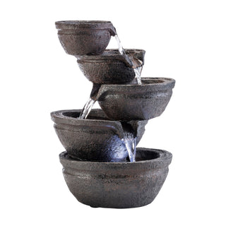Tiering Bowls Tabletop Fountain with LED Lights