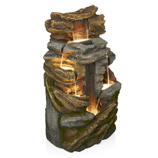 Cascading Rock Mountain Water Fountain with LED Lights