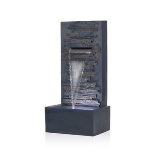 Modern Stone Wall Fountain with LED Lights