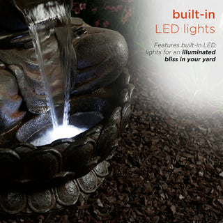 Brown Buddha Fountain with LED Lights