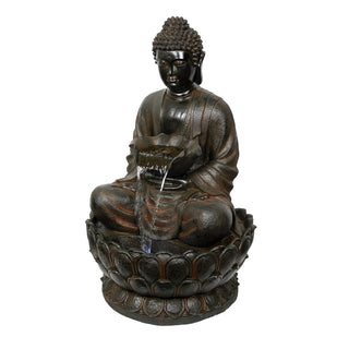 Brown Buddha Fountain with LED Lights