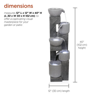 5-Tiered Pot Fountain with LED Lights