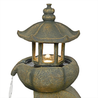 2 Layered Pavilion Polyresin Fountain with LED Lights