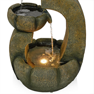2 Layered Pavilion Polyresin Fountain with LED Lights