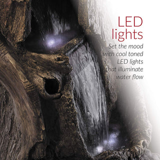 Rainforest Waterfall Tree Trunk Fountain with LED lights