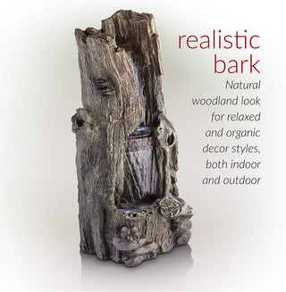 Rainforest Waterfall Tree Trunk Fountain with LED lights
