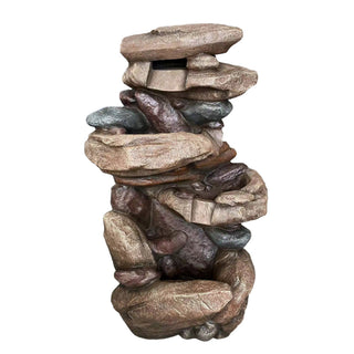 Tiered Brown Rock Fountain w/ Color Changing LED
