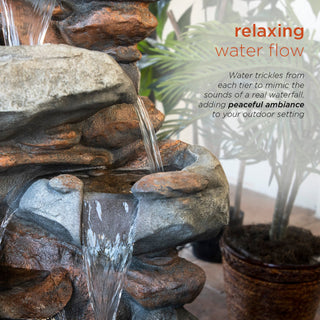 4-Tiered Rock Fountain with LED Lights
