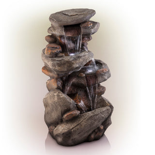 4-Tiered Rock Fountain with LED Lights