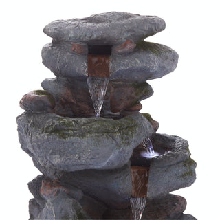 3-Tiered Rock Waterfall Fountain with LED Lights