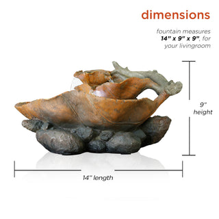 Tiered Leaf Tabletop Fountain with White LED Lights