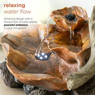 Tiered Leaf Tabletop Fountain with White LED Lights