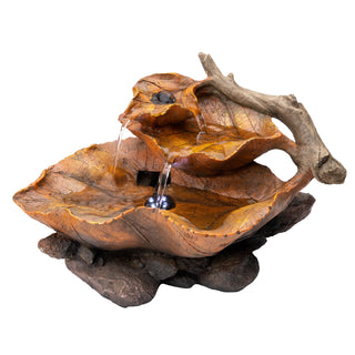 Tiered Leaf Tabletop Fountain with White LED Lights