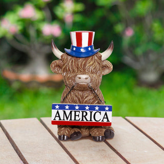 Patriotic Highland Cow with America Sign