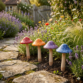 Colorful Ceramic Mushroom Stake