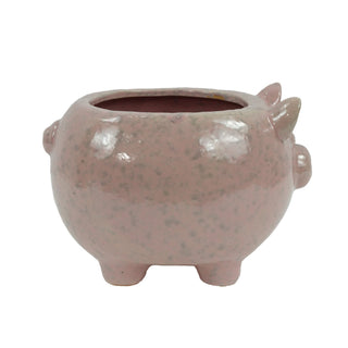 Ceramic Pig Planter with Drainage Hole