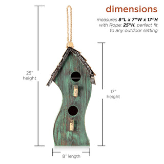 Green Swirly Wooden Birdhouse