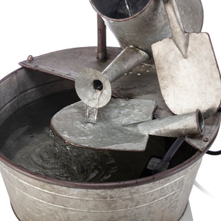 Galvanized Metal Tiered Garden Tools Fountain