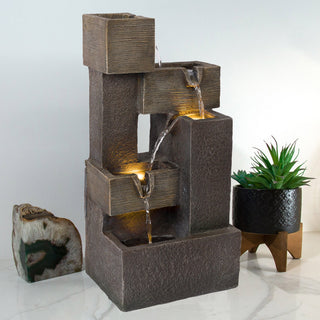 Multi-tier Cascading Fountain with Warm White LED Lights