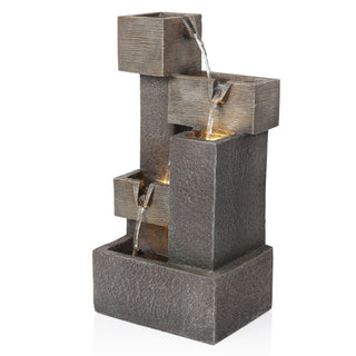 Multi-tier Cascading Fountain with Warm White LED Lights