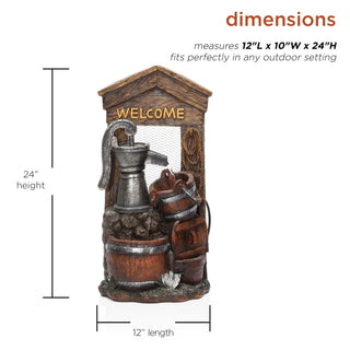 Rustic "Welcome" Water Pump Fountain