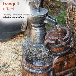 Rustic "Welcome" Water Pump Fountain