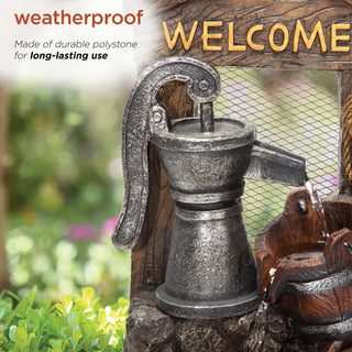 Rustic "Welcome" Water Pump Fountain