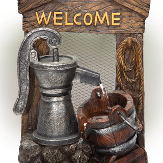 Rustic "Welcome" Water Pump Fountain