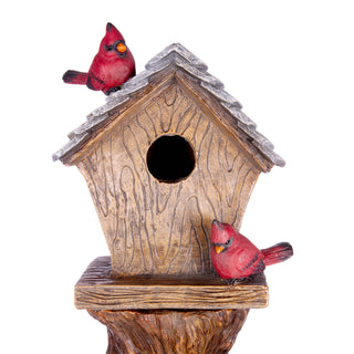 Solar Cardinal Birdhouse Cascading Barrel Fountain