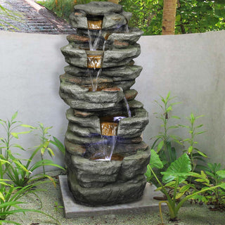 Westin Fountain 32.6" H Outdoor Resin waterfall Fountain w/Light 