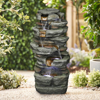 Westin Fountain 32.6" H Outdoor Resin waterfall Fountain w/Light 