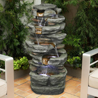 Westin Fountain 32.6" H Outdoor Resin waterfall Fountain w/Light 